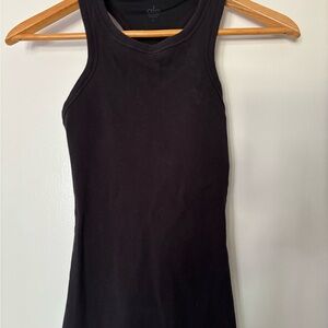 ALO Yoga Black Ribbed Aspire Full Length Tank in Black, S
